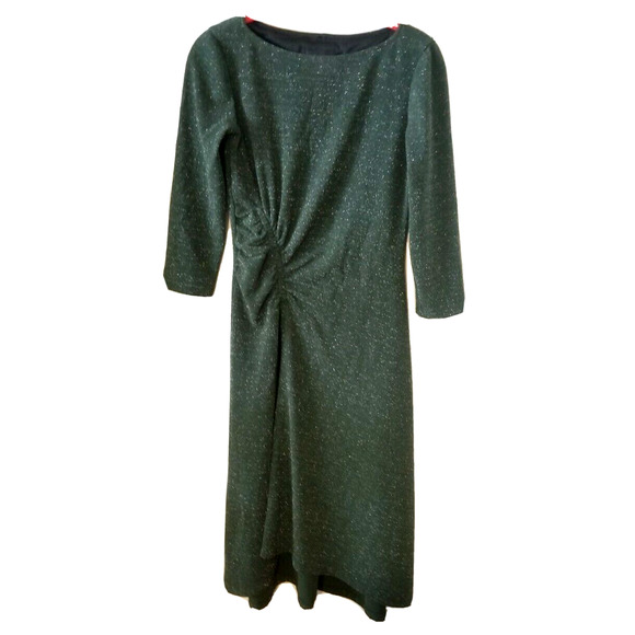 Donna Morgan Stretch 2 Glitter Green Long Evening Dress Long Sleeve Party small - Picture 1 of 7
